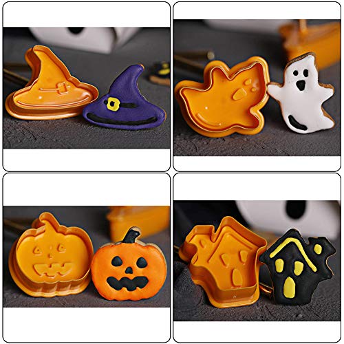 BESLIME Halloween Cortadores de Galletas - Acero Inoxidable Cortadores de Galletas para La Decoración de Pasteles Fondant de Pasteles de Bricolaje Calabaza Murciélago, 10pcs