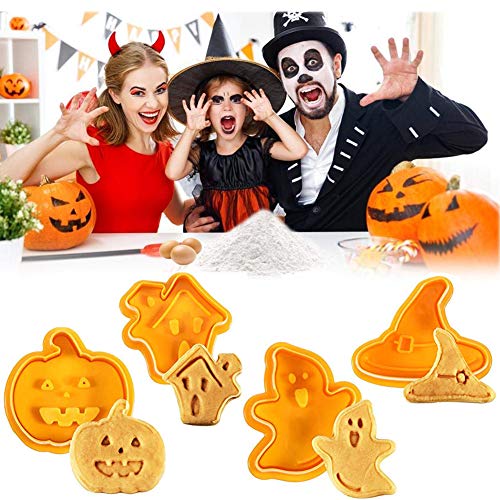 BESLIME Halloween Cortadores de Galletas - Acero Inoxidable Cortadores de Galletas para La Decoración de Pasteles Fondant de Pasteles de Bricolaje Calabaza Murciélago, 10pcs