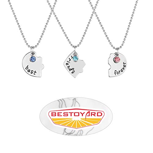 Best Friends Forever collar bestoyard Rhinestone corazón colgante grabado Puzzle amistad collares Set (plata)