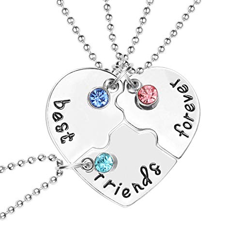 Best Friends Forever collar bestoyard Rhinestone corazón colgante grabado Puzzle amistad collares Set (plata)