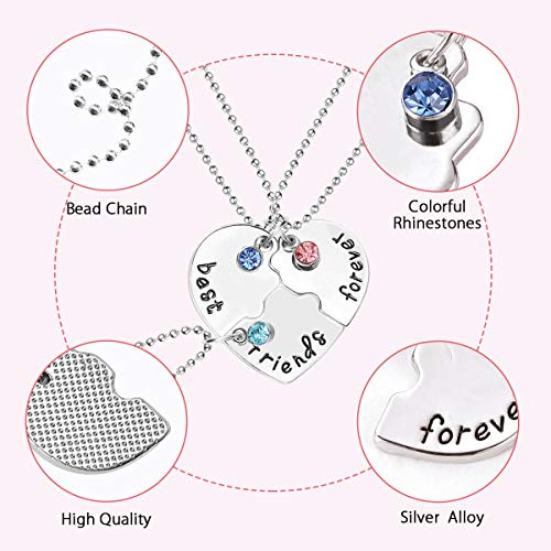 Best Friends Forever collar bestoyard Rhinestone corazón colgante grabado Puzzle amistad collares Set (plata)