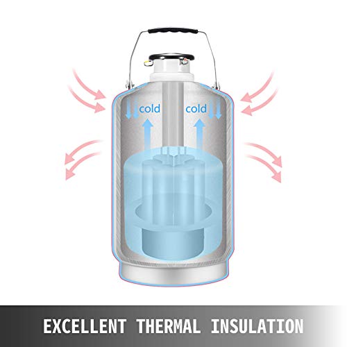 bestequip 10L nitrógeno líquido contenedor tanque de nitrógeno líquido criogénicas contenedor con 3 botes de aleación de aluminio y bolsa de transporte