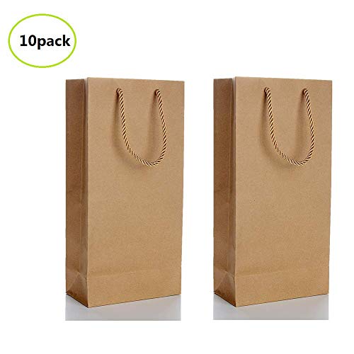 BestTas Set de Bolsa de Regalo para Botella de Vino Y Champán, Bolsas de Regalo de Vino con Asas (Paquete de 10) - Dibujos en Nylon, 2 Tamaños (Doble uno)