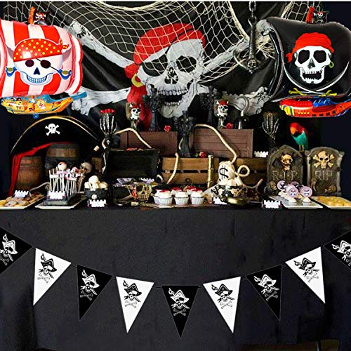 BESTZY 20 Piezas Decoraciones de Fiesta de Cumpleaños Pirata, Globos de Aluminio Globos Rojos y Negros Artículos de Fiesta Pirata para Decoración de Fiesta de Cumpleaños Infantil