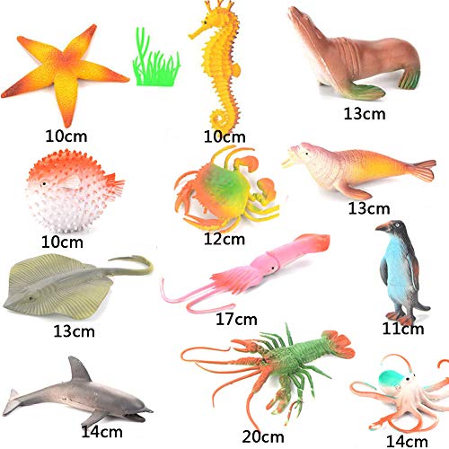 BESTZY 21pcs Grande Animales de Juguete Mini Figuras Marinos Plástico Fauna Submarina Realista para Jugar en el Baño Fiesta Educativa Mar(10cm-20cm)