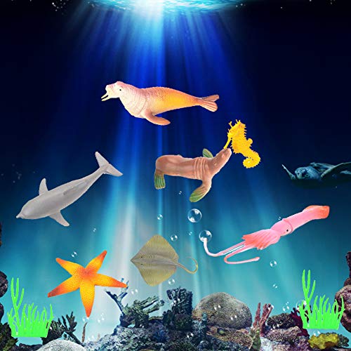 BESTZY 21pcs Grande Animales de Juguete Mini Figuras Marinos Plástico Fauna Submarina Realista para Jugar en el Baño Fiesta Educativa Mar(10cm-20cm)