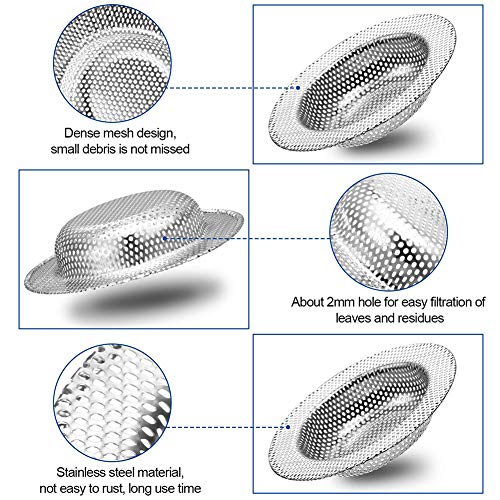 BESTZY 3 piezas Coladores de Fregadero para Cocina, Filtro de Drenaje de Acero Inoxidable con Orificios Perforados, Canasta Duradera con Diámetro de 1.65" - 4.33"