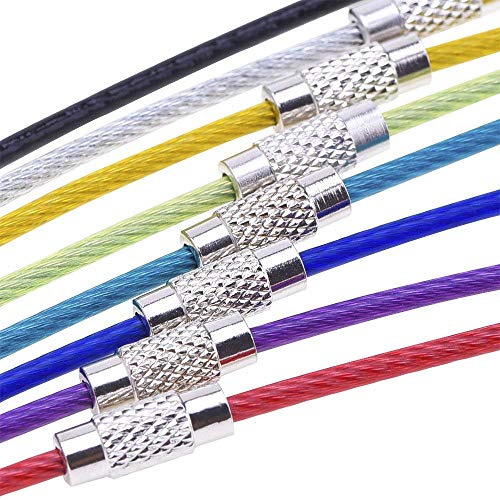 BETOY 40pcs llaveros de Alambre, Multicolor alambre de acero inoxidable llavero,Cable Llavero Porta Materiales de Colgar Etiqueta del Equipaje,Llaves Identificadores de Etiquetas de Identificación