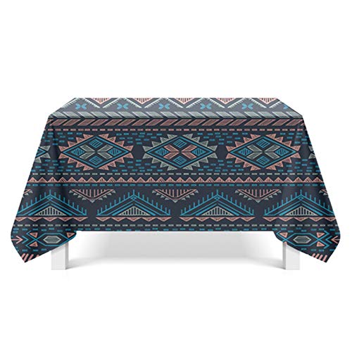 Beydodo Mantel de Poliester Mantel Mesa Rectangular de Tela Geométrico Azul Estilo 1 Mantel Mesa 140x220CM