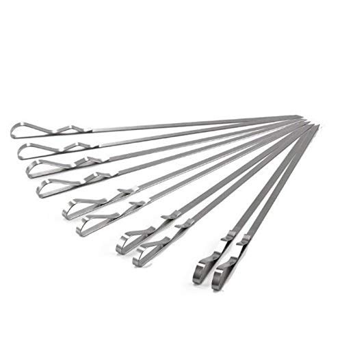 BIGSTAR Fácil de operar Brochetas, Pinchos de Acero Inoxidable de la Parrilla, Metal Plana Kabob Pinchos for Asar a la Parrilla de Carne y Verduras Alta Resistencia al Calor (Size : 6pcs)