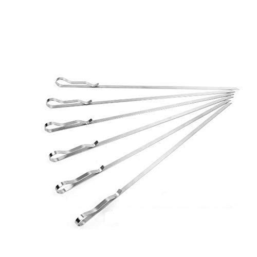 BIGSTAR Fácil de operar Brochetas, Pinchos de Acero Inoxidable de la Parrilla, Metal Plana Kabob Pinchos for Asar a la Parrilla de Carne y Verduras Alta Resistencia al Calor (Size : 6pcs)