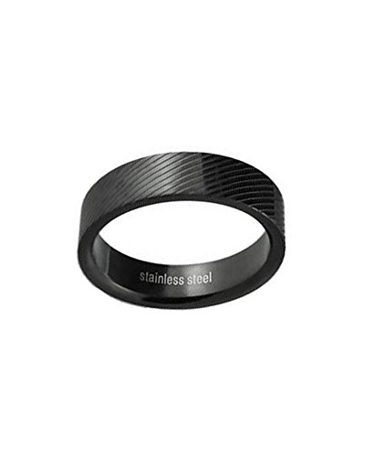 black-tone Diagonal Líneas Hombres de acero inoxidable Anillo de boda banda 6 mm