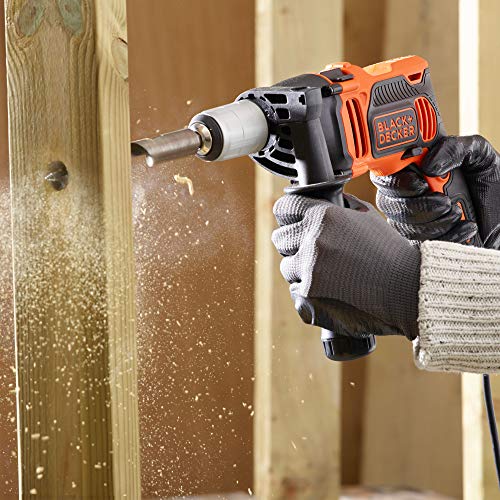 BLACK+DECKER BEH850K-QS - Taladro Percutor con Cable 850W, Portabrocas 13Mm, incluye 6 brocas y maletín