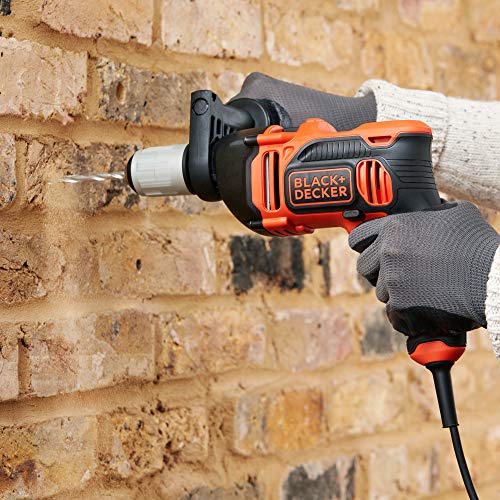 BLACK+DECKER BEH850K-QS - Taladro Percutor con Cable 850W, Portabrocas 13Mm, incluye 6 brocas y maletín