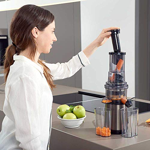 Black+Decker BXJE200E Licuadora de extracción lenta, 200 W, Acero Inoxidable, Inox + Gris