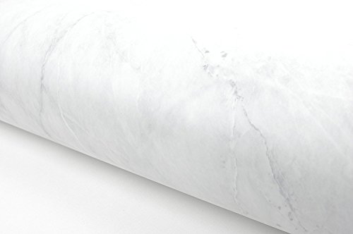 (Blanco Mate, Paquete de 1) Papel tapiz de mural autoadhesivo con acabado brillante y patrón de granito con efecto mármol. 61cm X 2M (24" X 78,7"), 0,23mm Papel tapiz desmontable a prueba de agua