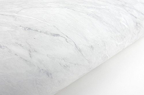 (Blanco Mate, Paquete de 1) Papel tapiz de mural autoadhesivo con acabado brillante y patrón de granito con efecto mármol. 61cm X 2M (24" X 78,7"), 0,23mm Papel tapiz desmontable a prueba de agua