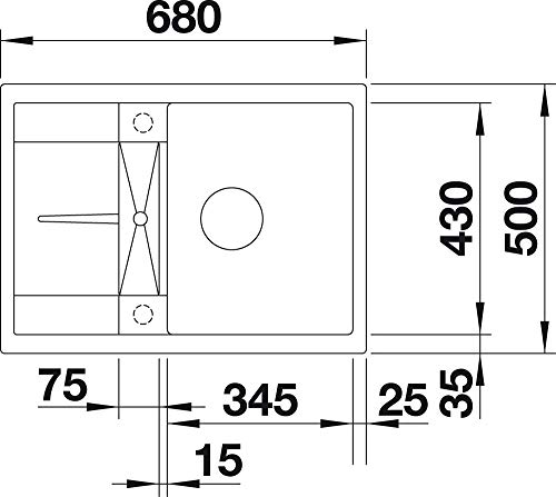 BLANCO METRA 45 S Compact – Fregadero Rectangular de Granito para Armarios Bajos de 45 cm de Ancho – Con Escurridor Reducido – Acabado SILGRANIT – Gris – 520570