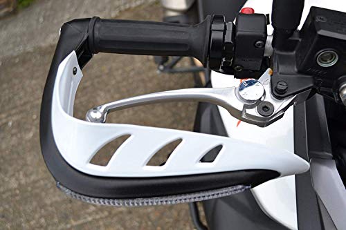 Blanco Moto Quad Moto Guardamanos Protectores con LED Luces de Circulación Diurna