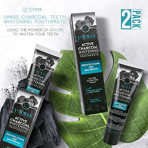 Blanqueador Dental Profesional Blanqueamiento Dental Carbon Activado Dientes Blancos Carbon Activo Pasta de Dientes Blanqueante Limpieza Dental Activated Charcoal Teeth Whitening Toothpaste 2x100ml