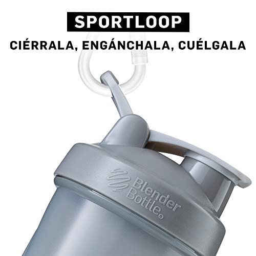 BlenderBottle ProStak Full Color Botella de Agua y Accesorios, Unisex Adulto, Gris guijarro, 650 ml