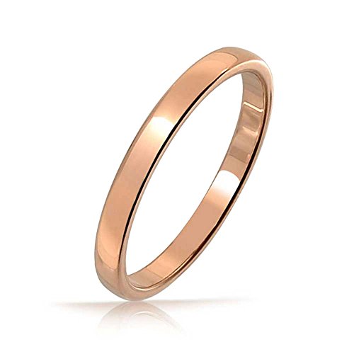 Bling Jewelry Delgada cúpula Minimalista Parejas Titanium Alianza Banda de Boda Pulido Rosa Oro Plateado Anillo para los Hombres para Las Mujeres Comodidad Ajuste 2MM