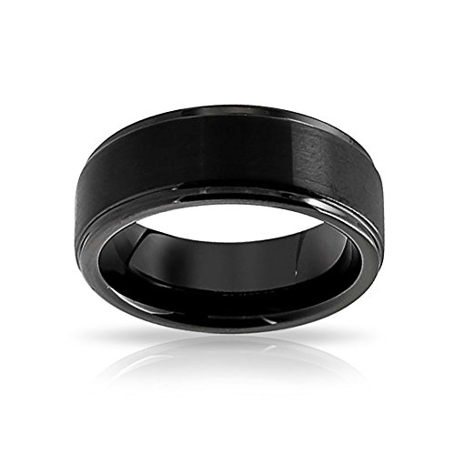 Bling Jewelry Personalizado Cúpula Mate Negro Anillo De Tungsteno Banda Boda Parejas para Hombres Y para Mujer 8Mm Grabado