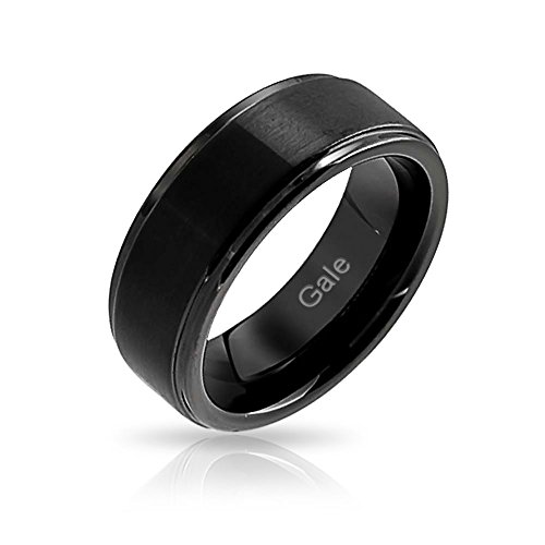 Bling Jewelry Personalizado Cúpula Mate Negro Anillo De Tungsteno Banda Boda Parejas para Hombres Y para Mujer 8Mm Grabado