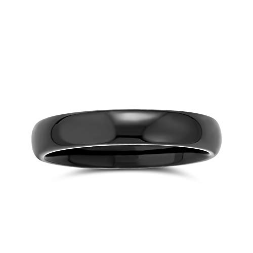 Bling Jewelry Simple Simple cúpula Negro Parejas Titanium Anillo de Boda para Hombres para Las Mujeres Comodidad Ajuste 4MM