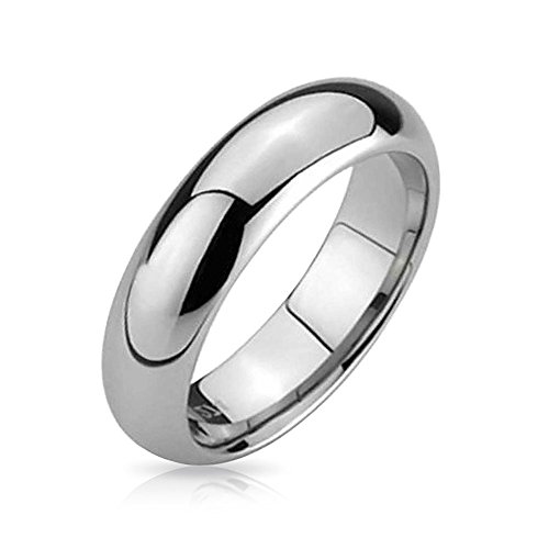 Bling Jewelry Simple Simple cúpula Parejas Titanium Anillo de Boda Pulido para los Hombres para Las Mujeres Comodidad Ajuste Tono de Plata 5mm