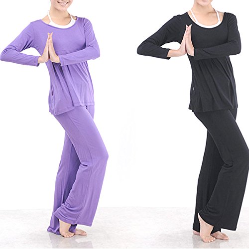 Bluelover Más El Tamaño De Las Mujeres Trajes De Yoga Deportes Fitness Yoga Ropa Set Modales Agrupados Costura Deportiva - Púrpura - XL