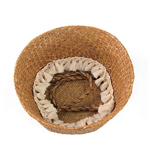 BlueMake Cesta de Mimbre Tejida a Mano para decoración de jardín, Cesta de Mimbre, Cesta para el hogar (Medium, Beige)