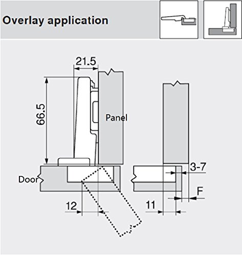 Blum Clip Top BLUMOTION 110 Grado Totalmente Solapado Bisagras 71MB3550 Automático con Amortiguación Integrada Mecanismo de Suave Cierre para Puerta Mueble Armario Juego de 2