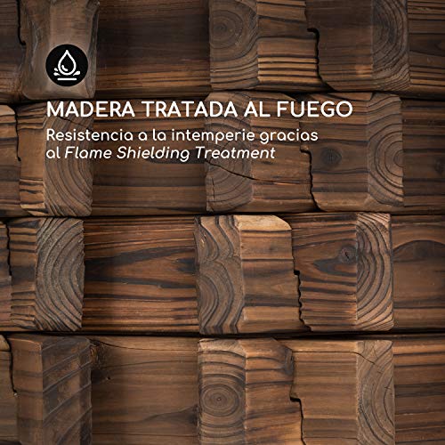 Blumfeldt Andernach - Fuente Decorativa, Ornamental Exterior, Fuente de jardín o terraza, Altura 118 cm, Aspecto rústico, Manivela, Cubo para Jardinera, Macetero, Madera marrón