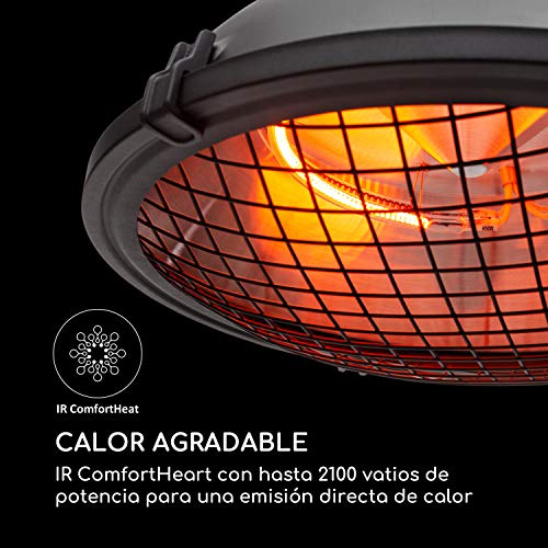 blumfeldt Blackpool Heat Calefactor Radiante de Techo para terraza y jardín - Calefacción por Infrarrojos, Protección IP54, Elemento Calefactor de Carbono, 900/1200/ 2100 W, Mando a Distancia, Negro