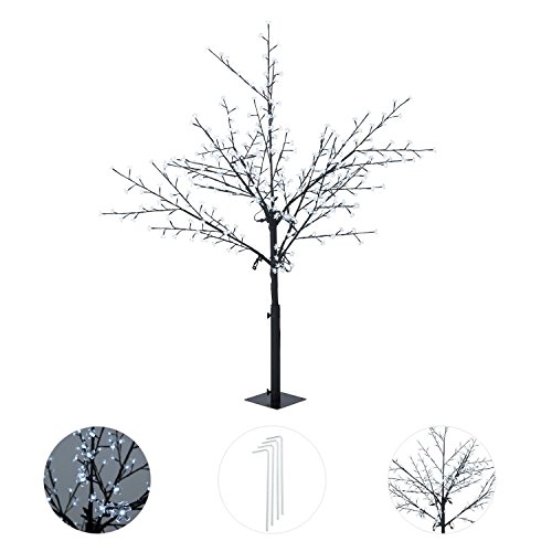 Blumfeldt Hanami CW 180 - decoración navideña, árbol de luces, iluminación exterior, 336 LED, blanco frio, bajo consumo de energía, 1,8 m, ramas flexibles, cable de 10 m, negro