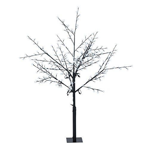 Blumfeldt Hanami CW 180 - decoración navideña, árbol de luces, iluminación exterior, 336 LED, blanco frio, bajo consumo de energía, 1,8 m, ramas flexibles, cable de 10 m, negro