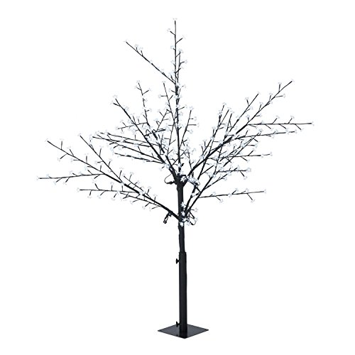 Blumfeldt Hanami CW 180 - decoración navideña, árbol de luces, iluminación exterior, 336 LED, blanco frio, bajo consumo de energía, 1,8 m, ramas flexibles, cable de 10 m, negro