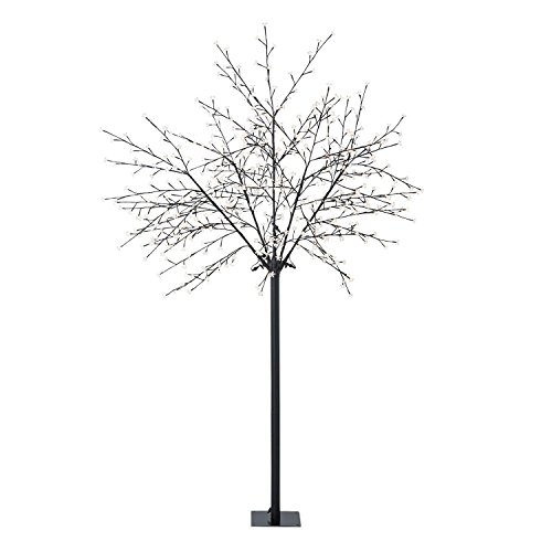 Blumfeldt Hanami WW 250 - decoración navideña, árbol de luces, iluminación exterior, 600 LED, blanco cálido, bajo consumo de energía, 2,5 m, ramas flexibles, cable de 10 m, negro