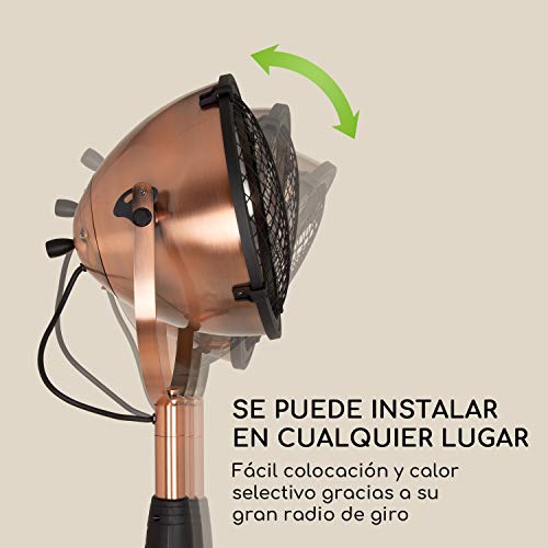 Blumfeldt Heatspot Calefactor de terraza - Calefactor infrarrojo, 900/1200/2100 W de Potencia, Tecnología IR ComfortHeat, Fuende de Calor infrarroja de Carbono, Cabezal Giratorio, IP54, Cobre