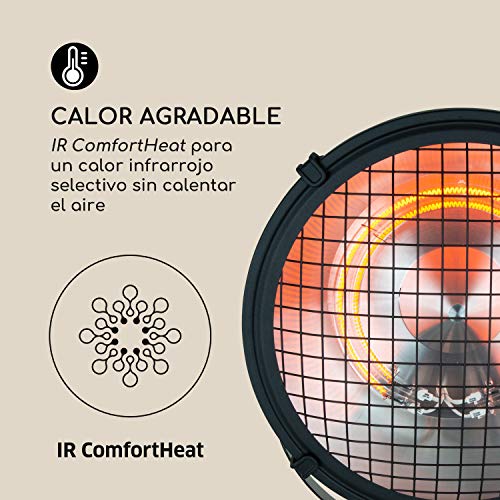 Blumfeldt Heatspot Calefactor de terraza - Calefactor infrarrojo, 900/1200/2100 W de Potencia, Tecnología IR ComfortHeat, Fuende de Calor infrarroja de Carbono, Cabezal Giratorio, IP54, Cobre