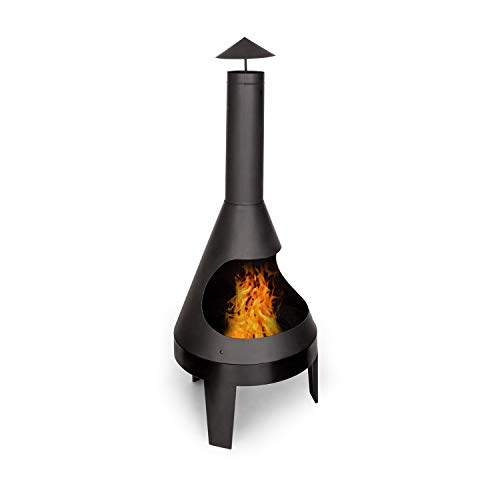 blumfeldt Hidalgo Chimenea de jardín - Estufa, 2 en 1: Cuenco de Fuego y Parrilla, Cuenco de Fuego: Ø 55 cm, póquer, Caja de Cenizas y Pala, FireView, incluida la Parrilla: Ø 42 cm, Negro