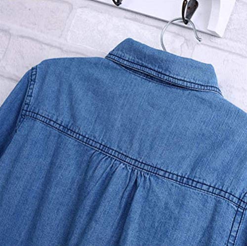 Blusa Señoras Mujer Sudadera Larga Manga Blusa Nuevas Mujeres Casual Moda Manga Larga Vintage Camisa Vaquera Azul Blusas Blusa Camisa Suelta Tops (Color : Blau, Size : L)