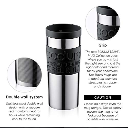 Bodum - 11093-01 - Travel mug - Mug de Viaje térmico - pequeño - 0,35 l - Color Negro