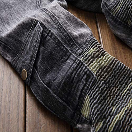 BOLAWOO Hombres Jeans Pantalones De Ocasionales Pantalones Micro Camuflaje Bomba Mediados Mode De Marca De Cintura Jeans Rectos Pantalones De Mezclilla Sin Mortero (Color : Camouflage, Size : 34)