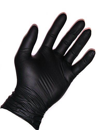 Bold Aurelia - Guantes de nitrilo sin polvo, talla grande, 4,5 mm de grosor, color negro, caja de 100 unidades