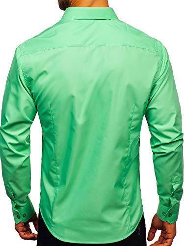 BOLF Hombre Camisa Elegante 1703 Verde Menta M [2B2]