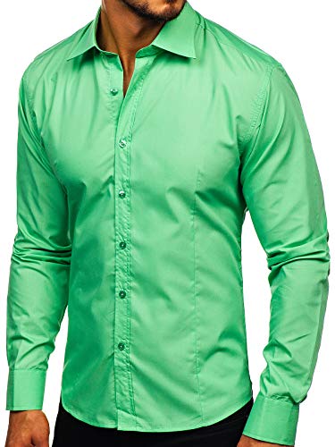 BOLF Hombre Camisa Elegante 1703 Verde Menta M [2B2]