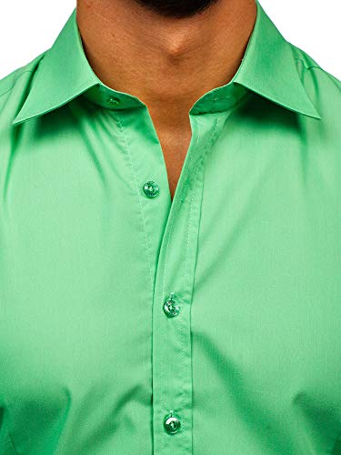 BOLF Hombre Camisa Elegante 1703 Verde Menta M [2B2]