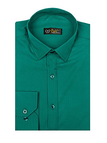 BOLF Hombre Camisa Elegante 1703 Verde Oscuro L [2B2]